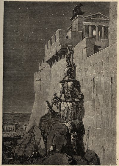 Galové se snaží zmocnit Kapitolu (390 př. n. l.) - Husy zachraňují římský Kapitol před galskými nájezdníky - - rytina 1890 od Anonymous Anonymous