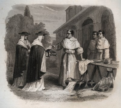 Giovanni da Fidanza známý jako Bonaventura (kolem 1217-1274) (San Bonaventura) obdržel kardinálský klobouk. Rytina z roku 1846 v „Životech svatých““. Soukromá sbírka. od Anonymous Anonymous