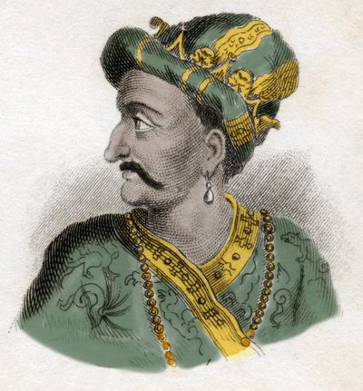 Grand Moghol (Mogol nebo Moghul) (pravděpodobně Aurangzeb (1618-1707), také známý jako Alamgir) (Abu Muzaffar Muhiuddin Muhammad Aurangzeb Alamgi) - rytina z 19. století - milánský od Anonymous Anonymous