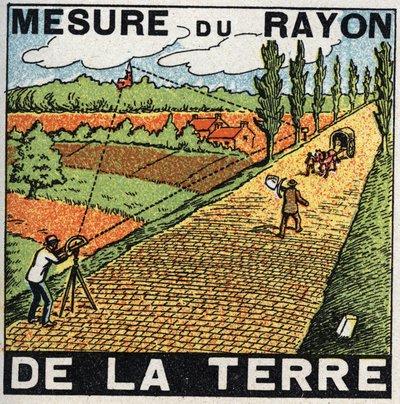 Gravitace: měření paprsku Země. Anonymní ilustrace z roku 1925. Soukromá sbírka. od Anonymous Anonymous