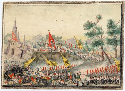 Guerre russo-turque de 1828-1829 - Ruská armáda dobyla pevnost Izmail (Ismail) v roce 1790 - Anonym - 1829 - Akvarel na papíře - 19x26 - Soukromá sbírka od Anonymous Anonymous
