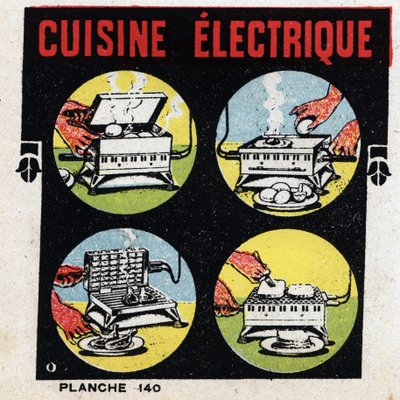 Spotřeba elektřiny v domácnosti: elektrická kuchyně s grilem. Anonymní ilustrace z roku 1925. Soukromá sbírka. od Anonymous Anonymous