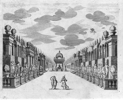 Ilustrace ke 4. scéně 2. dějství opery o 5 dějstvích „” Bellerofonte”” od Francesca Sacratiho. Dekor Jacopo Torelli od Anonymous Anonymous