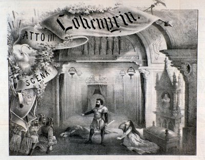 Ilustrace pro scénu 2, dějství III Lohengrina, opera Wagner od Anonymous Anonymous