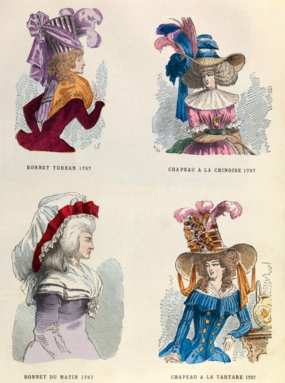 V roce 1787 turbanský klobouk; Ranní klobouk; Čínský klobouk a tatarský klobouk - soukromá sbírka od Anonymous Anonymous