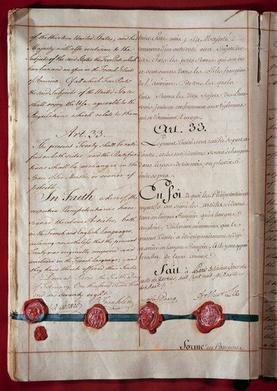 Nezávislost Spojených států: přátelství a obchod mezi Francií a Spojenými státy (zastoupenými Benjaminem Franklinem) se datuje od února 1778 v obou jazycích. 1778 Paříž, Ministerstvo zahraničních věcí od Anonymous Anonymous