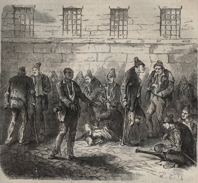 Slabé síly u Toulon Bagne v 19. století. Rytina do „Historie trestanců od jejich vzniku po současnost“ (1877) od Pierra Zacconeho (1817-1895) (Colonia Penale - Trestná kolonie). Soukromá sbírka. od Anonymous Anonymous