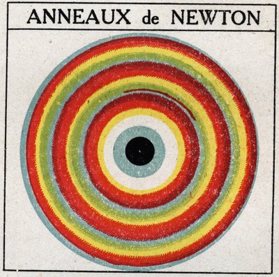 Interference: prsteny od Isaaca Newtona (1642-1727). Anonymní ilustrace z roku 1925. Soukromá sbírka. od Anonymous Anonymous
