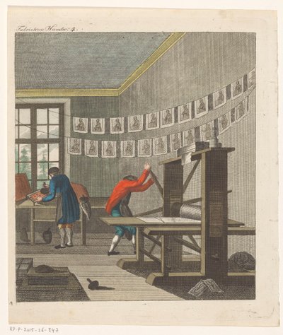Interiér tiskárny, cca 1750-1850 (rytina) od Anonymous Anonymous