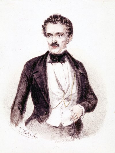 Johan Strauss ml. (1825 - 1899), autor knih „Krásný modrý Dunaj“ a „Netopýr – myš“ v roce 1874. Kresba. od Anonymous Anonymous