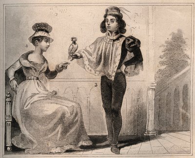 Jan II z Valois, vévoda z Alencon (1409-1476) s Marií de Fayel. Rytina z roku 1859 v „“ Le Monde. Dějiny všech národů od nejvzdálenějších dob až po současnost“. od M. E. de Lostalot-Bachoue (Lostalot Bachoue). Soukromá sbírka. od Anonymous Anonymous