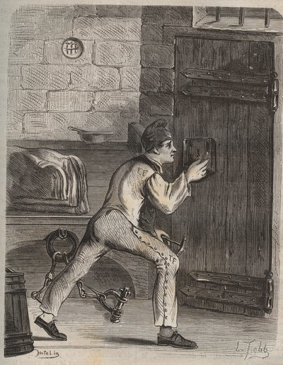 Le odsouzenec Blouet – rytina do „Historie trestanců od jejich vzniku po současnost“ (1877) od Pierra Zacconeho (1817-1895) (Colonia Penale – Trestná kolonie) Soukromá sbírka od Anonymous Anonymous