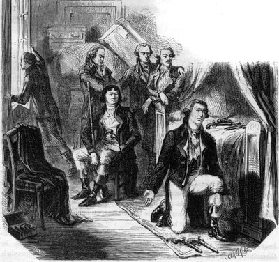 Girondinové v noci 31. května 1793 (pád Girondinů) - Rytina v „Histoire des Girondins“ od Alphonse de Lamartine (1790-1869) 1865-1866 - soukromá sbírka od Anonymous Anonymous