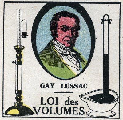 Atomy: zákon objemů Louis-Joseph Gay-Lussac (Louis Joseph Gay Lussac) (1778-1818). Anonymní ilustrace z roku 1925. Soukromá sbírka. od Anonymous Anonymous