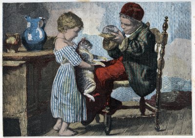 Les trennes de Minou. Rytina z konce 19. století. Soukromá sbírka. od Anonymous Anonymous