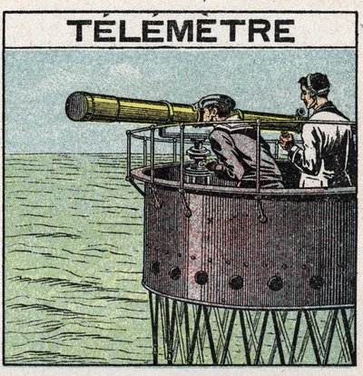 Odraz světla: telemetr používaný pro navigaci. Anonymní ilustrace z roku 1925. Soukromá sbírka. od Anonymous Anonymous