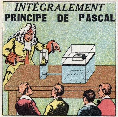 Rovnováha kapalin: princip Blaise Pascala (1623-1662). Anonymní ilustrace z roku 1925. Soukromá sbírka. od Anonymous Anonymous