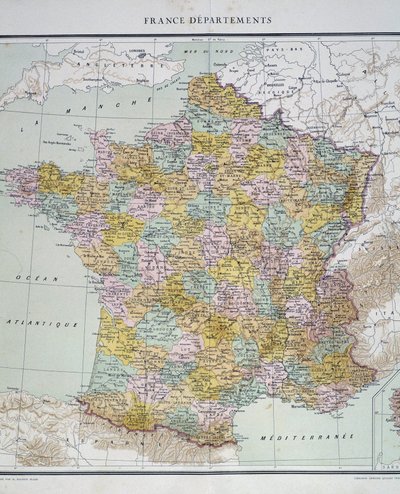 Mapa: Departementy Francie. Atlas 50. let 20. století. od Anonymous Anonymous