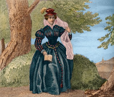 Mary Queen of Scotland Queen Marie Stuartovna (1542-1587) nebo Marie Iere ze Skotska. Rytina z roku 1859 v „“ Le Monde. Dějiny všech národů od nejvzdálenějších dob až po současnost“. od M. E. de Lostalot-Bachoue (Lostalot Bachoue). Soukromá sbírka. od Anonymous Anonymous