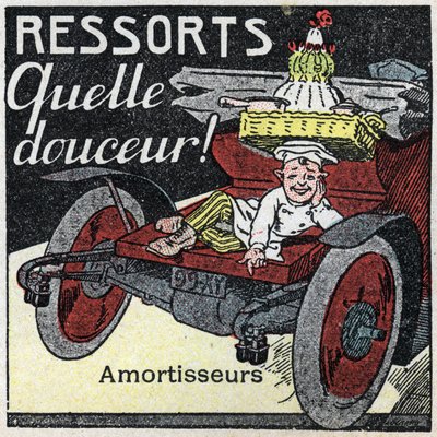 Mechanická trakce: nárazové pružiny automobilu. Anonymní ilustrace z roku 1925. Soukromá sbírka. od Anonymous Anonymous