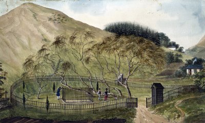 Napoleonovo pohřebiště na Svaté Heleně - Anonym - 1833 - Akvarel na papíře - 67,6x115,3 - Soukromá sbírka od Anonymous Anonymous