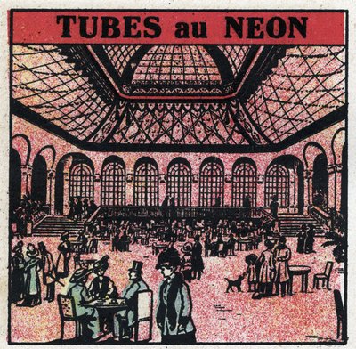Nové vlastnosti plynu: neonové trubice. Anonymní ilustrace z roku 1925. Soukromá sbírka. od Anonymous Anonymous