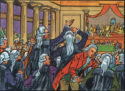 Otevření generálních stavů ve Versailles dne 5. května 1789 spojením tří řádů (klerik, šlechta a třetí stav). Anonymní ilustrace v “” Collection des souverains et chefs d