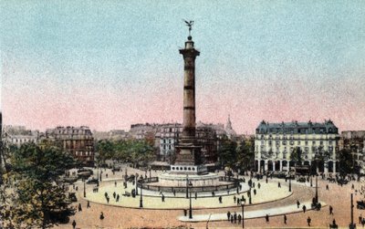 Paříž: pohled na červencový sloup na náměstí Place de la Bastille. Fotografie z roku 1920 v „Uměleckém albu“ města Paříže. Soukromá sbírka. od Anonymous Anonymous