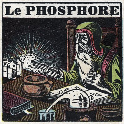 Fosforescence: fosfor. Alchymista hledá ve své laboratoři filozofický kámen. Anonymní ilustrace z roku 1925. Soukromá sbírka. od Anonymous Anonymous