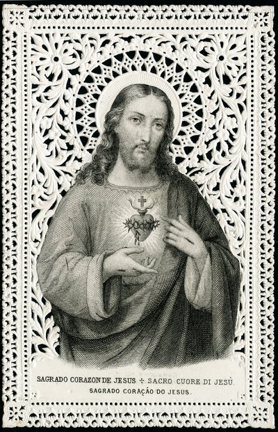 Zbožný obraz: Ježíš s posvátným srdcem (rytina) od Anonymous Anonymous