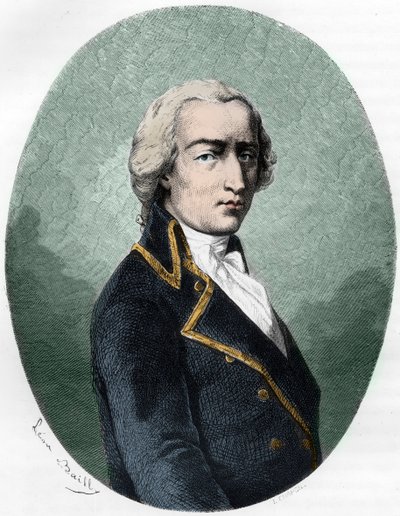 Portrét ARMAND LOUIS od GONTAUT BIRON, DUC DE LAUZUN, francouzský voják - Portrét Armanda-Louis de Gontaut Biron vévoda z Lauzun (Biron-Lauzun) (1758-1793) - Rytina z roku 1863 v „Le Livre Rouge - Histoire De L