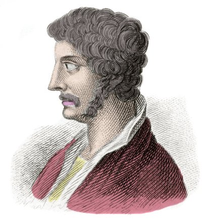 Portrét Alkibiada (Alkibias Kleiniou Scambonides) (450-404 př. n. l.), státníka a athénského generála. Rytina 19. století. milánský od Anonymous Anonymous