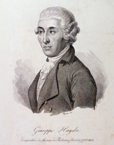 Portrét rakouského skladatele Josepha Haydna (1732-1809) Rytina. Soukromá sbírka 19. století od Anonymous Anonymous