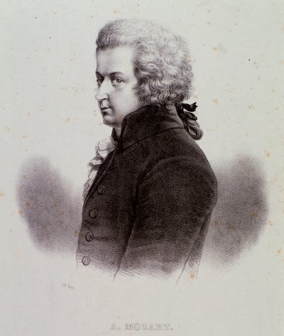 Portrét rakouského skladatele Wolfganga Amadea Mozarta (1756-1791) Rytina. 19. století. Milánská soukromá sbírka od Anonymous Anonymous