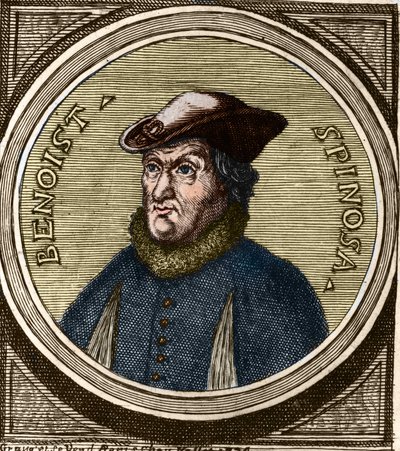 Portrét Barucha Spinozy (1632-1677), holandského filozofa, známého také jako Bento de Espinosa nebo Benedictus de Spinoza nebo Benoit de Spinoza. Rytina 17. století od Anonymous Anonymous