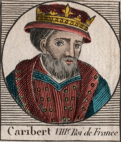 Portrét Cariberta, krále Franků (561-567) - Caribert nebo Charibert († 567) Král Franků - rytina z „“Instruction sur l