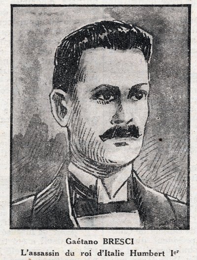 Portrét Gaetana Bresciho (1869-1901), italského anarchisty, který zavraždil krále Humberta 1. (Umberto I. od Anonymous Anonymous