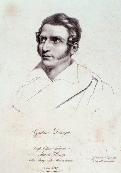 Portrét Gaetana Donizettiho (rytina od Anonymous Anonymous