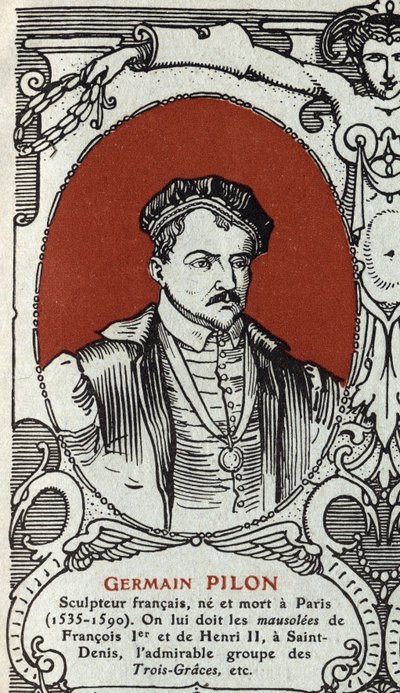 Portrét Germaina Pilona (1535-1590), francouzského sochaře. Rytina z roku 1914. Soukromá sbírka. od Anonymous Anonymous