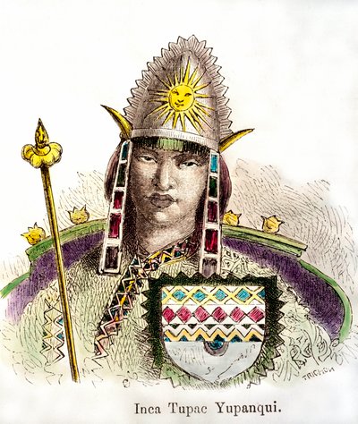 Portrét inckého císaře Tupaca Yupanquiho (vládl v letech 1471-1493). Rytina 19. století Soukromá sbírka od Anonymous Anonymous