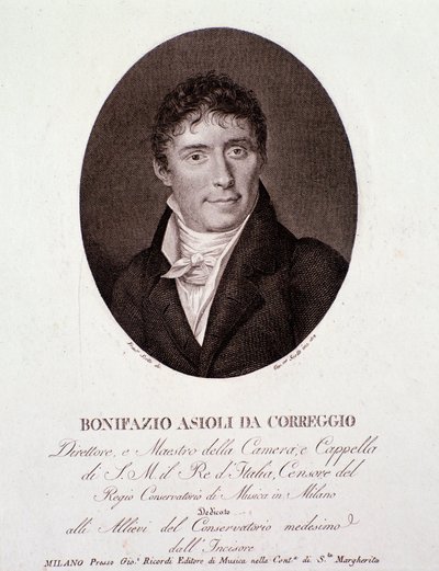 Rytina portrétu italského skladatele Bonifazia Asioliho (1769-1832). 19. století. Soukromá sbírka od Anonymous Anonymous