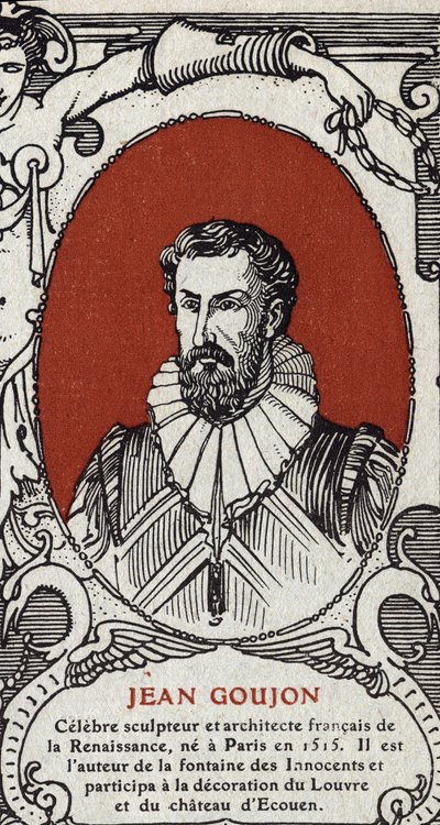 Portrét Jeana Goujona (1510-1567), francouzského sochaře a architekta. Rytina z roku 1914. Soukromá sbírka. od Anonymous Anonymous