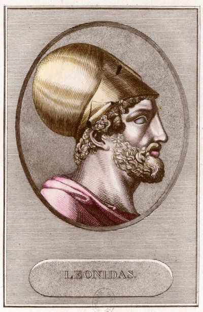 Portrét Leonidase 1., krále Sparty z let - 491 a - 480. Rytina. Soukromá sbírka. od Anonymous Anonymous