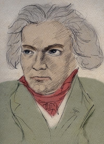 Portrét Ludwiga van Beethovena (1770-1827) Německý skladatel - anonymní kresba z počátku 20. století - Soukromá sbírka - od Anonymous Anonymous
