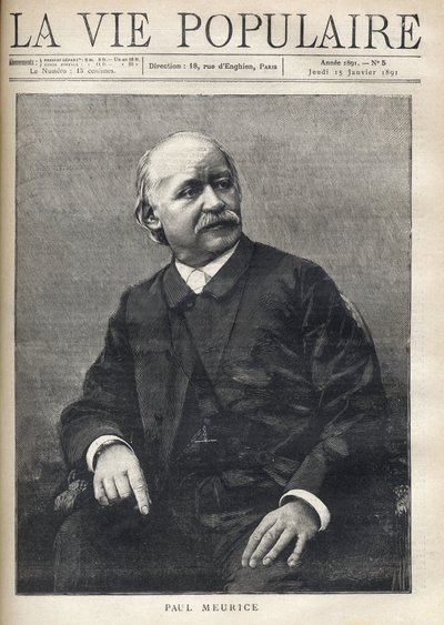 Portrét Paula Meurice (1818-1905), francouzského spisovatele. Gravírování v „Populárním životě““ od Anonymous Anonymous