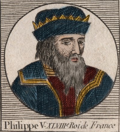 Portrét Filipa V. Dlouhého (1294 - 1322), francouzského krále - Philippe V (1294-1322) "The Talk" - rytina z ""Instrukce o historii Francie"" od Charlese Constanta Le Telliera 1821 od Anonymous Anonymous