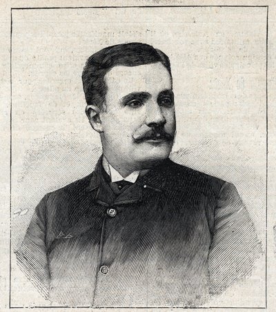 Portrét Pierre Decourcelle, francouzský spisovatel (1856-1926). Gravírování „“Le Petro Parisien““ od Anonymous Anonymous