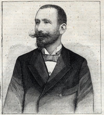 Portrét Pierra Salesa (1854? -1921?), francouzského spisovatele. Gravírování „“Le Petro Parisien““ od Anonymous Anonymous