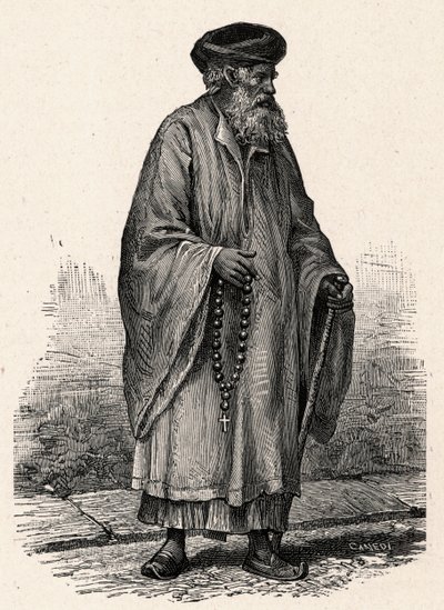 Portrét katolického Kopta ze Zifte v Egyptě. Rytina v „Katolické misie v XIX. století“ od Louis-Eugene (Louis Eugene) Louvet. soukromá sbírka. od Anonymous Anonymous