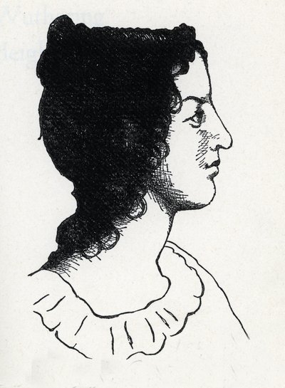 Portrét britské spisovatelky Emily Bronteové (1818-1848) (rytina z "Les Hauts de Hurlevent") od Anonymous Anonymous